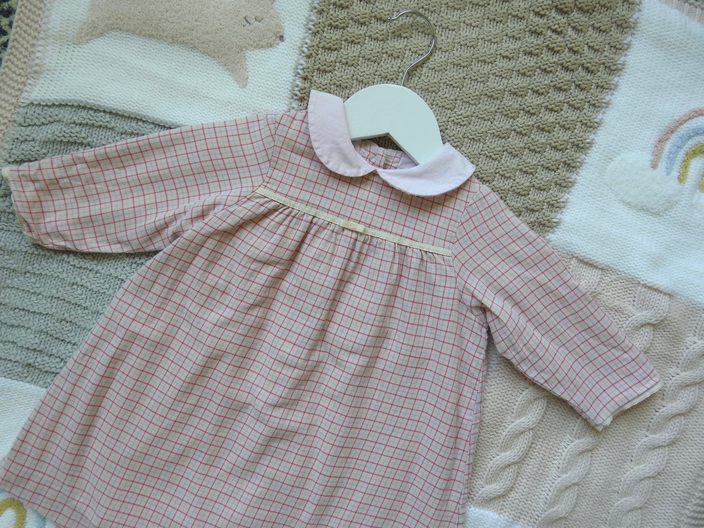 Vintage 80s/90s Jacadi Pink Plaid Dress 12M