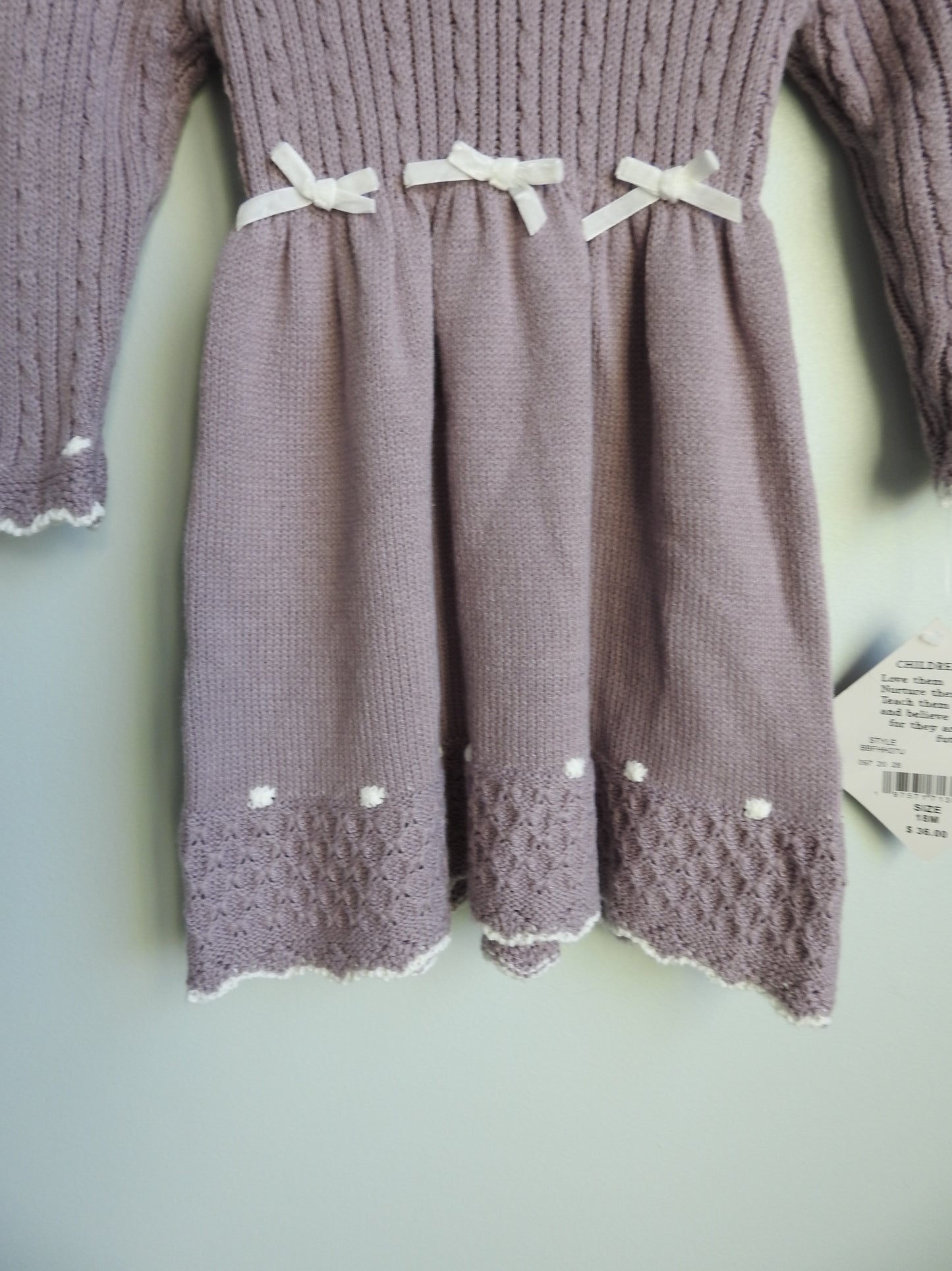 NWT Blueberi Boulevard Mauve Long Sleeve Knit Sweater Dress 18M