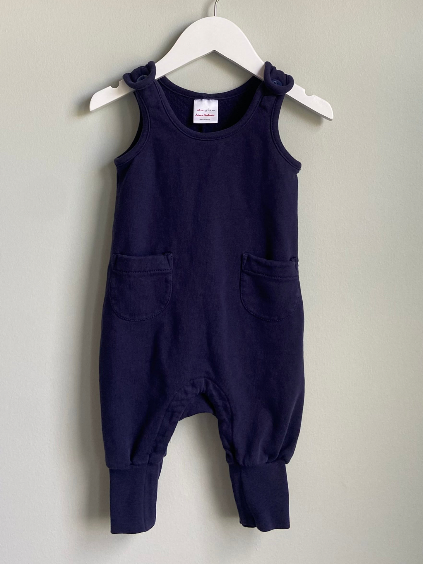Hanna Andersson Navy French Terry Overalls 3-6M