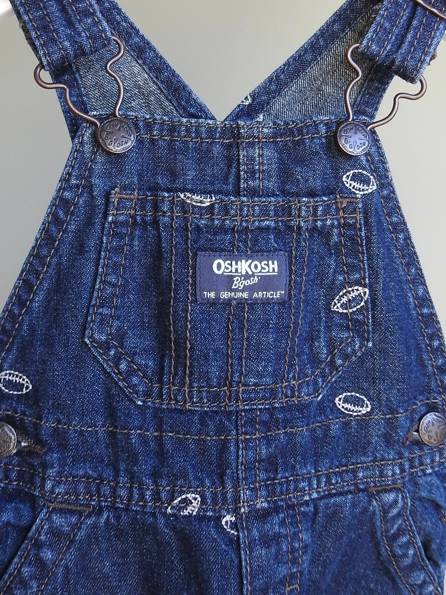 Oshkosh B'gosh Football Denim Long Overalls 6M