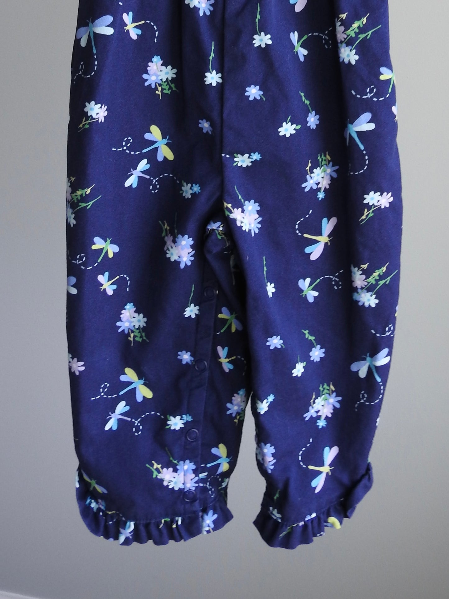 Vintage 2001 Gymboree Navy Floral Overalls 18-24M