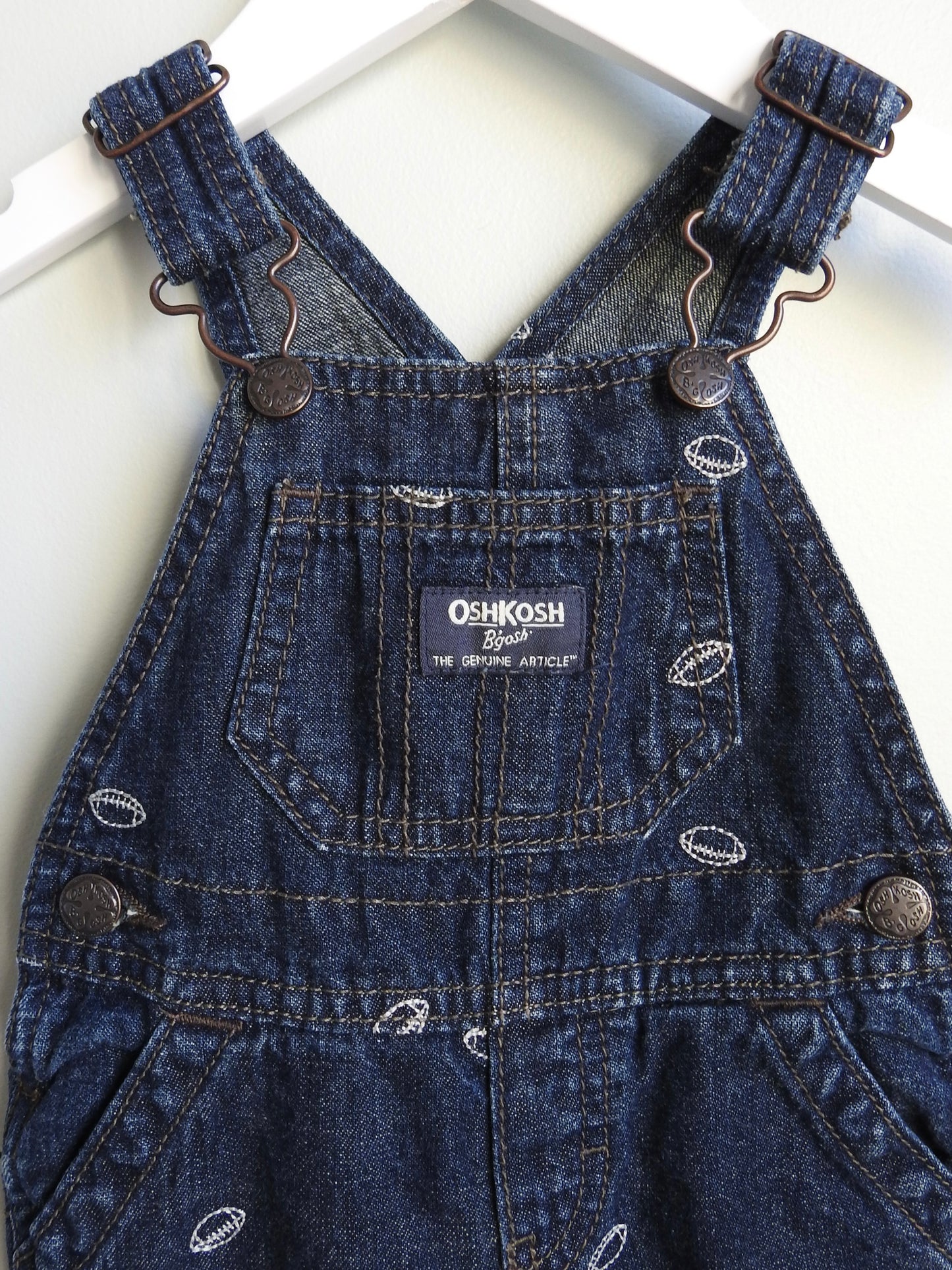 Oshkosh B'gosh Football Denim Long Overalls 6M