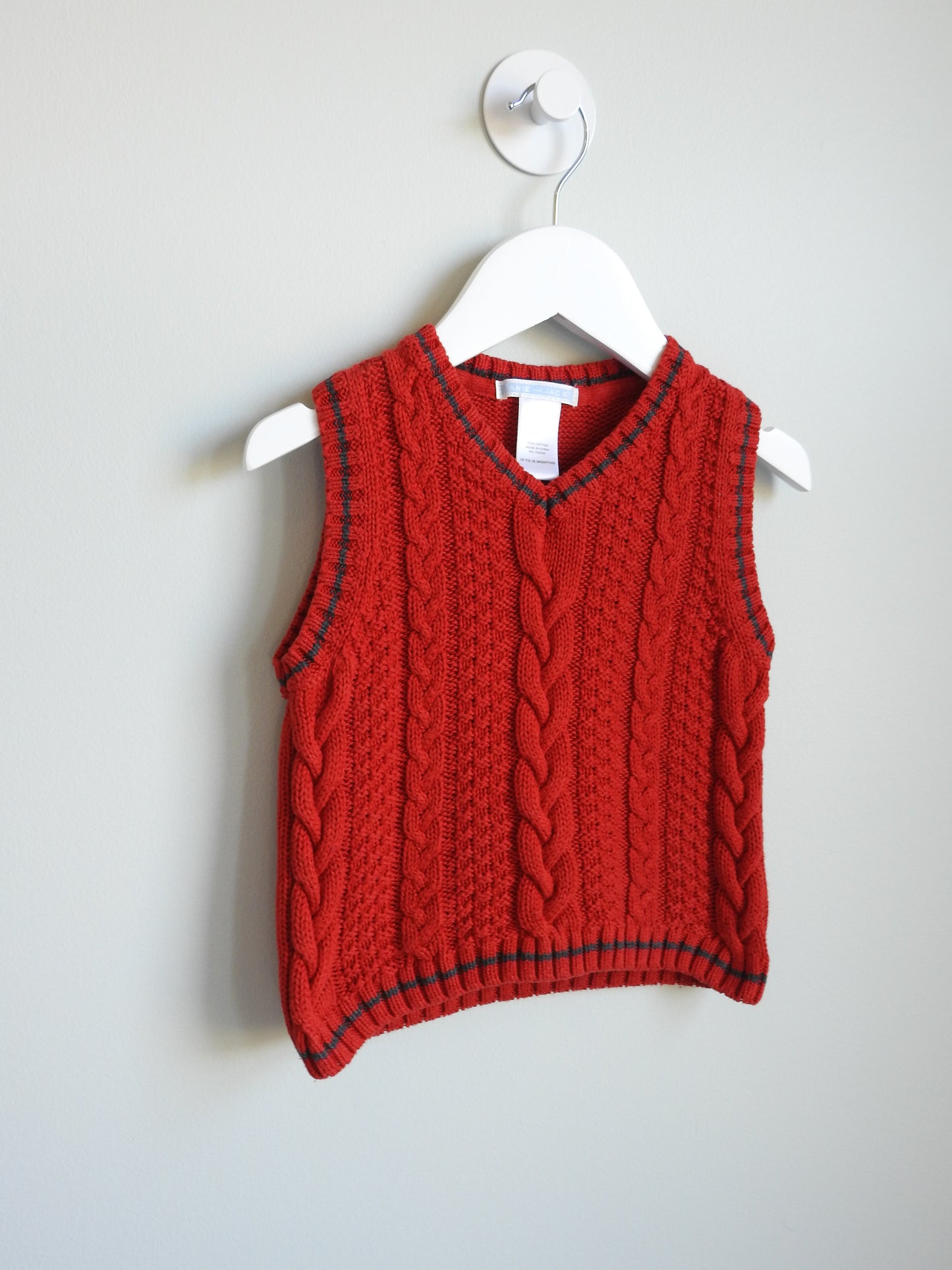 2012 Janie & Jack Red Orange Sweater Vest 12-18M