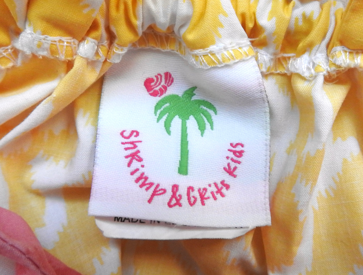 Shrimp & Grits Kids Yellow Pink Green Ruffle Romper 18M