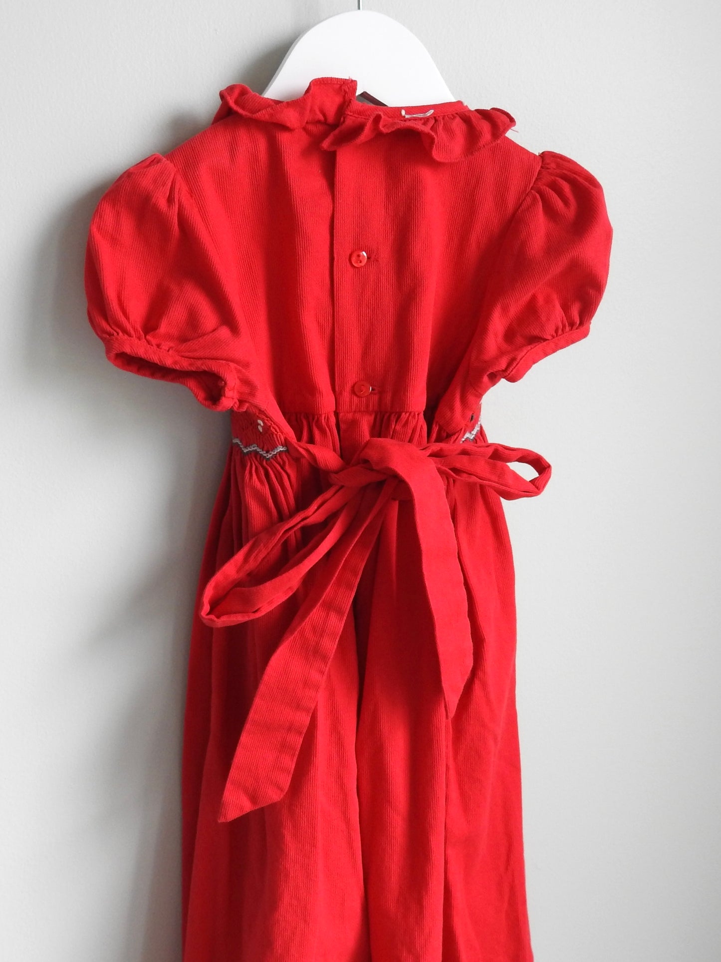 Edgehill Collection Red Corduroy Smocked Dress 4Y