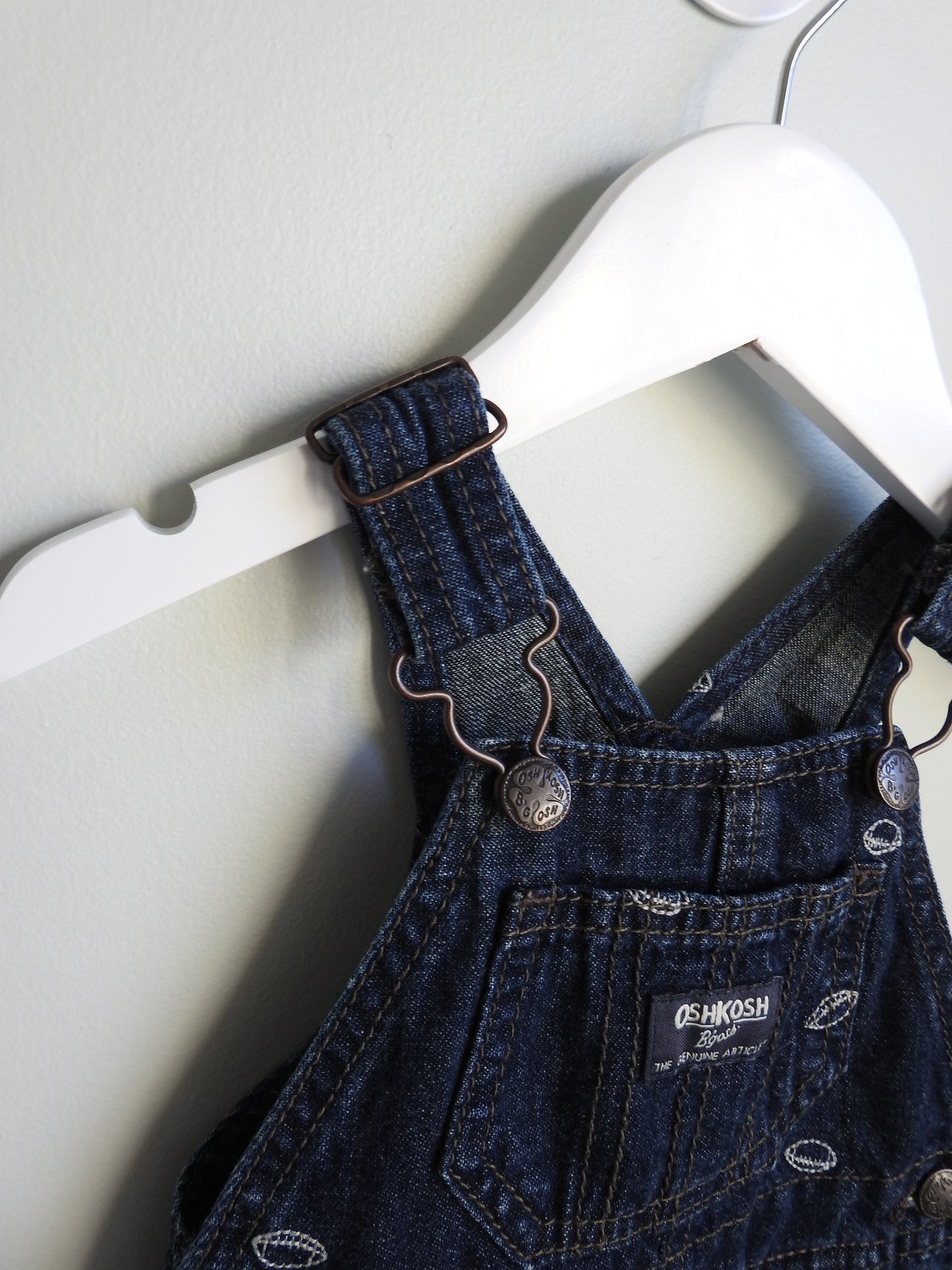 Oshkosh B'gosh Football Denim Long Overalls 6M
