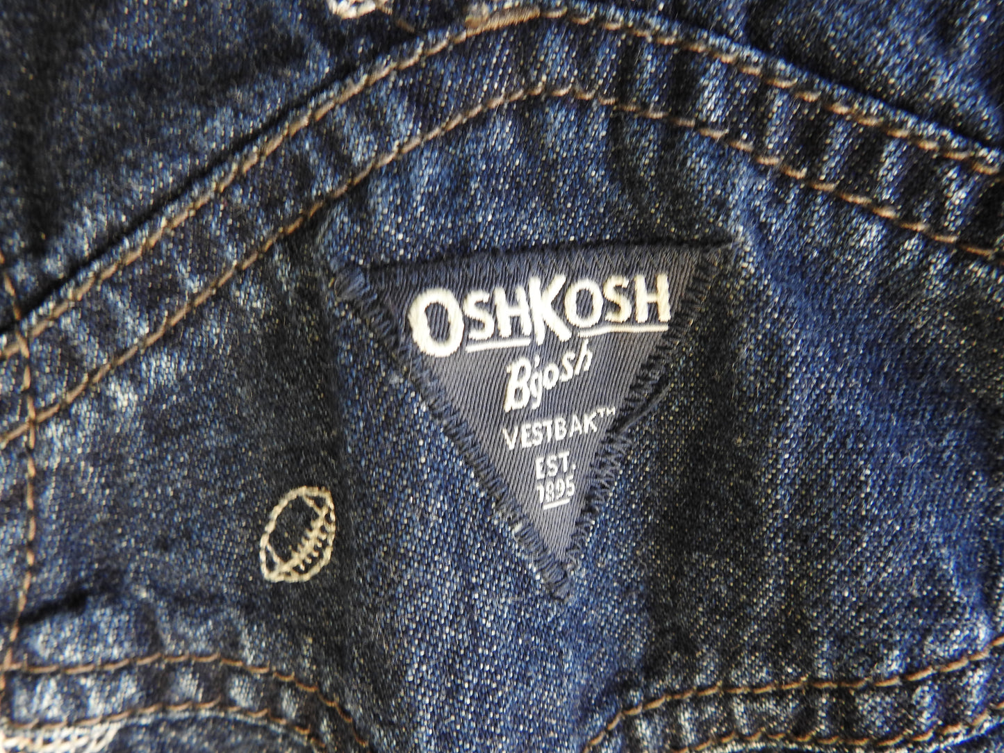 Oshkosh B'gosh Football Denim Long Overalls 6M