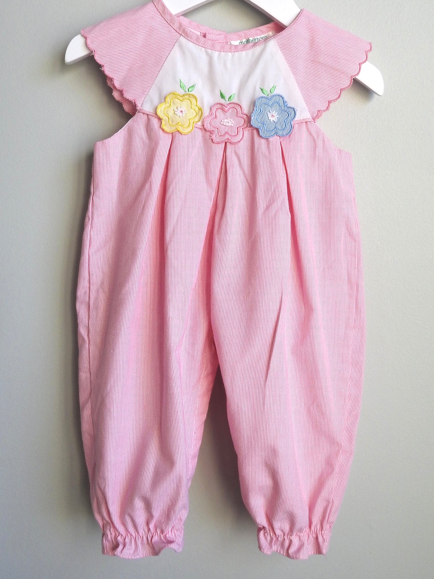 Vintage 80s/90s Mothercare Pink Floral Romper 6-9M