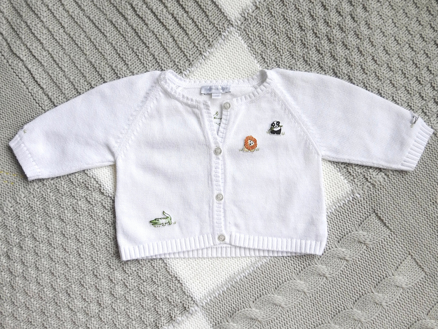 Magnolia Baby White Animals Cardigan 3M