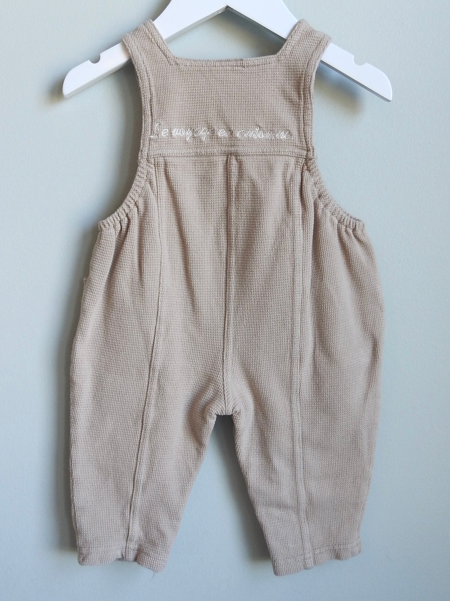 Vintage 90s Lullaby Club 'Le Petit Zebre' Beige Overalls 3-6M