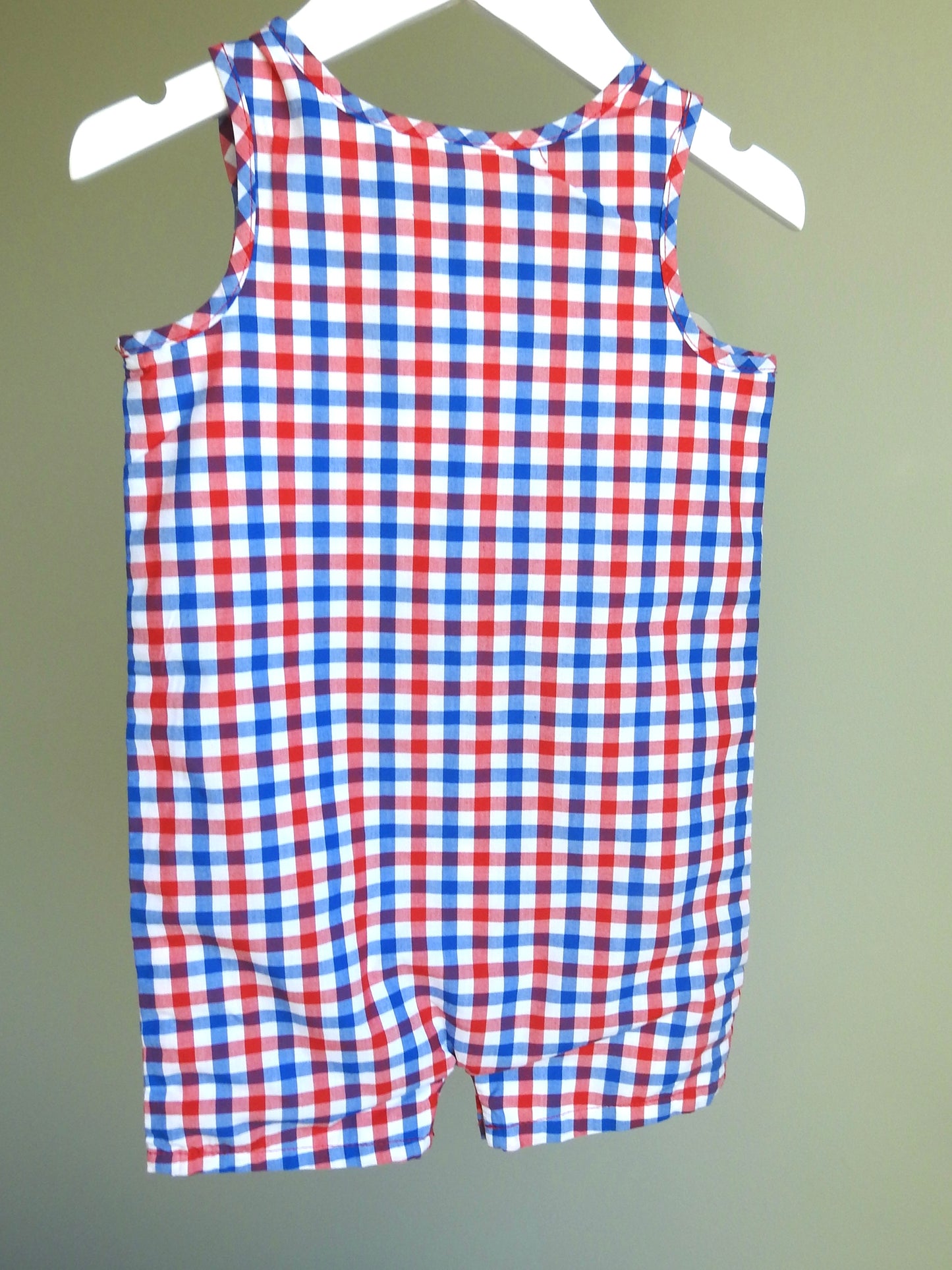 Crown & Ivy Baby Red Blue Checked Romper 18M