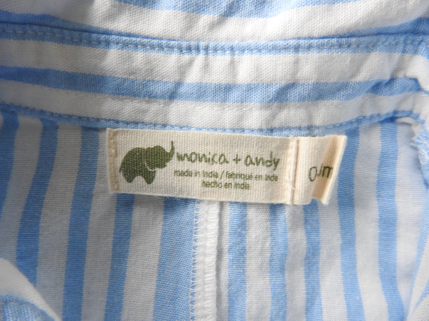 Monica + Andy Blue Striped Romper 0-3M