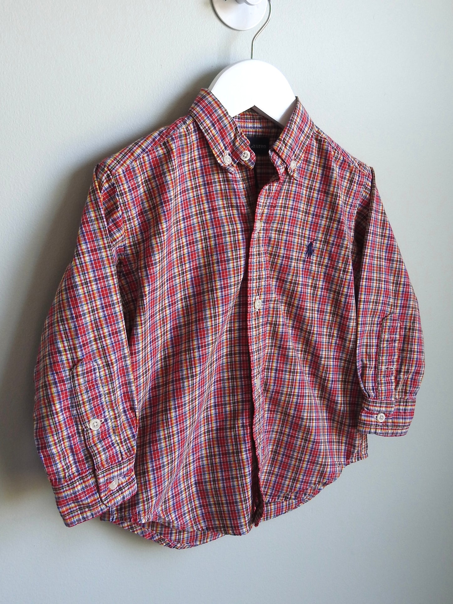 Vintage 90s/00s Ralph Lauren Red Plaid Button Down Shirt 2Y