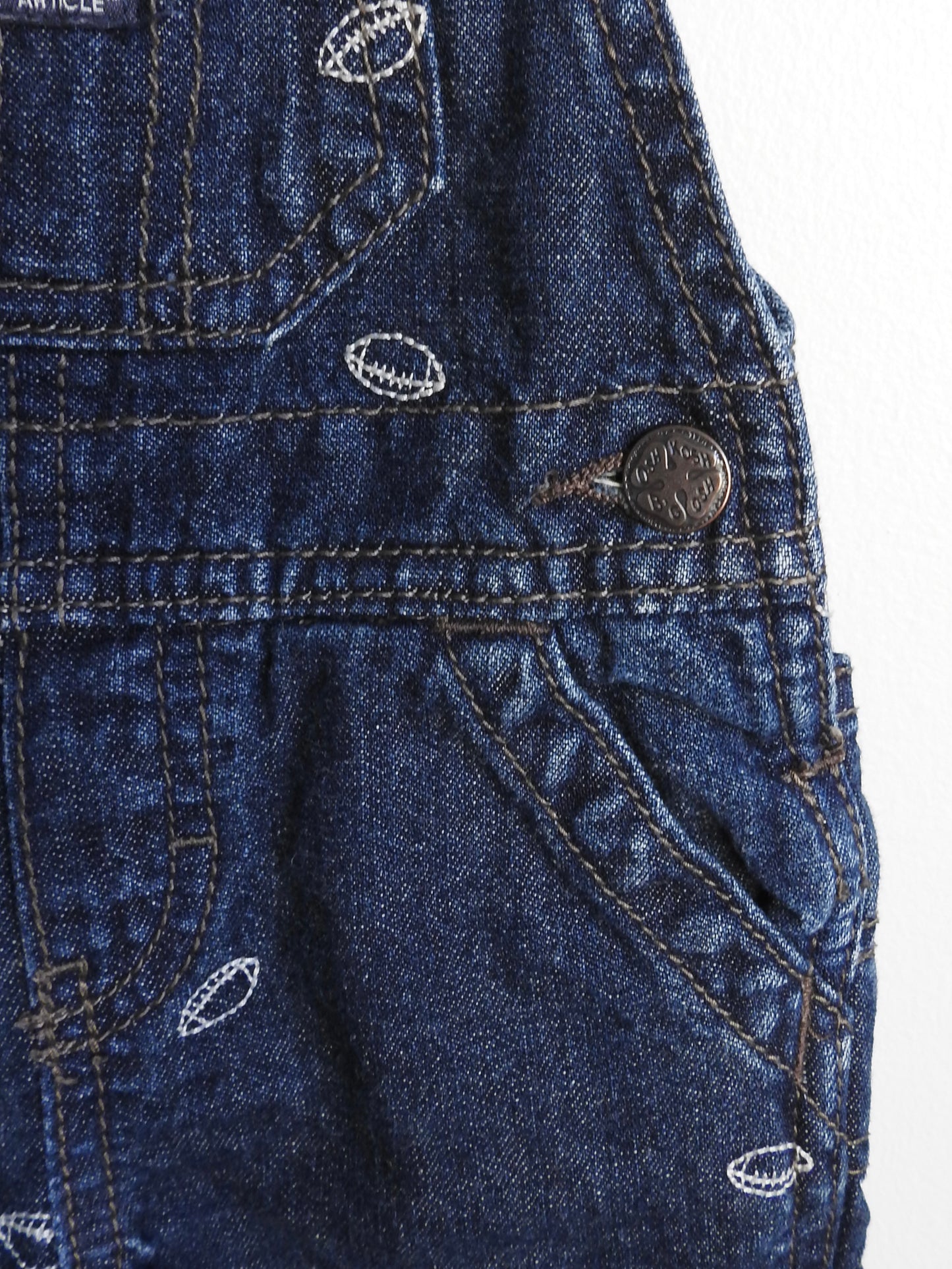Oshkosh B'gosh Football Denim Long Overalls 6M