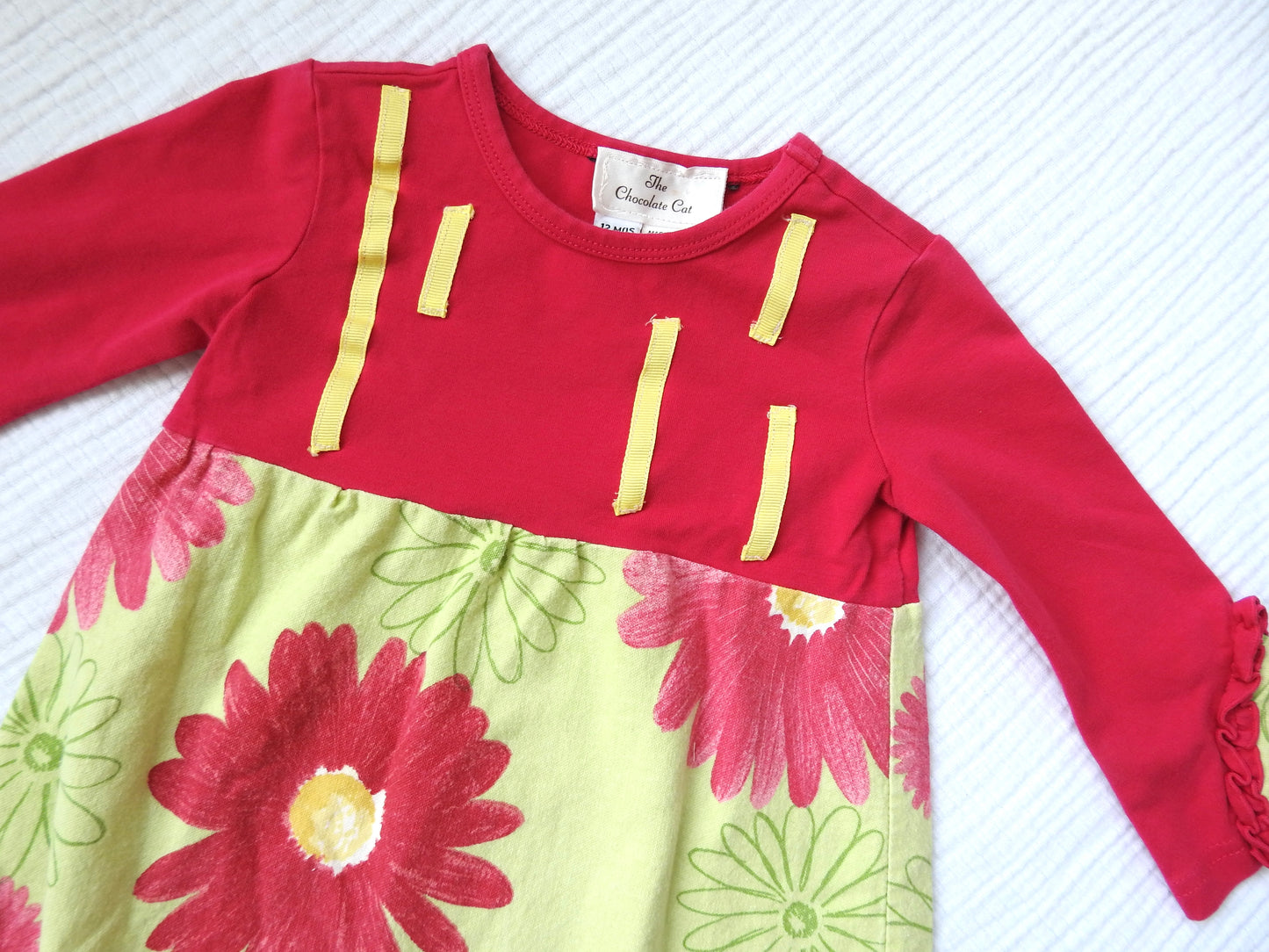 Vintage 90s/00s The Chocolate Cat Pink Green Floral Dress 12M