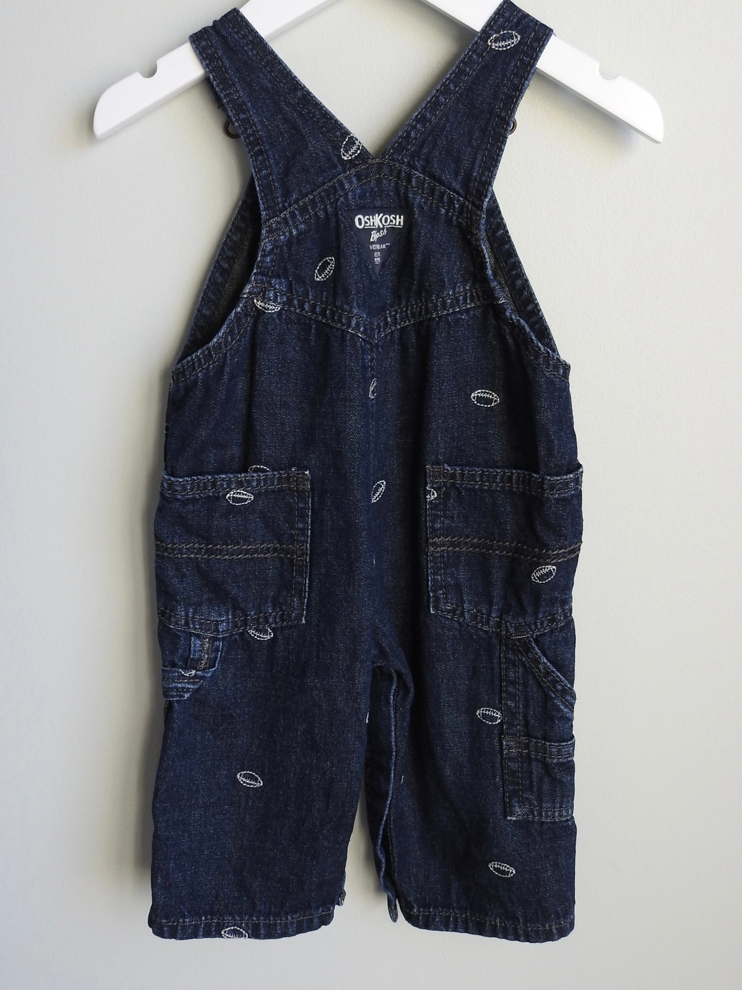 Oshkosh B'gosh Football Denim Long Overalls 6M