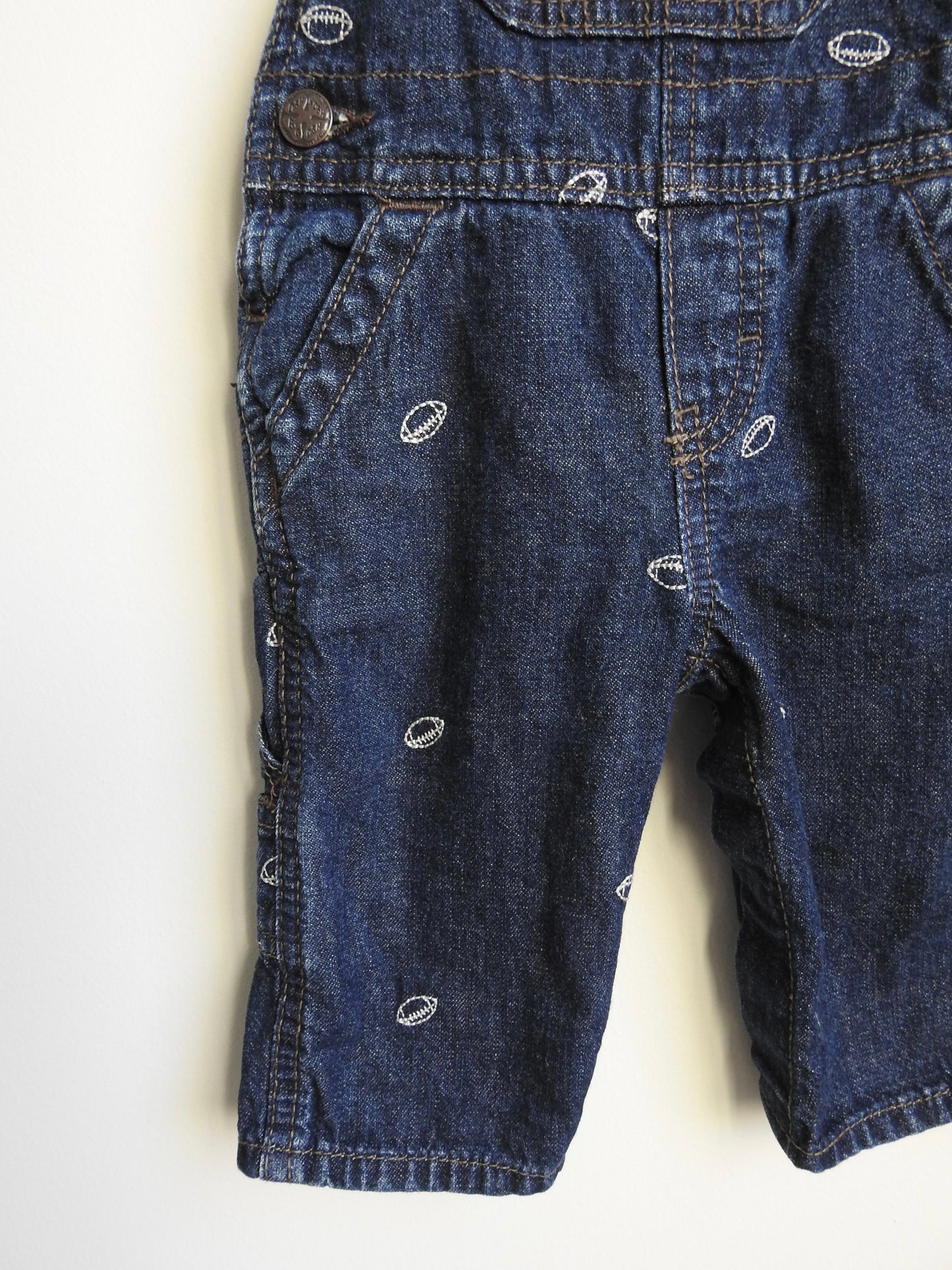 Oshkosh B'gosh Football Denim Long Overalls 6M