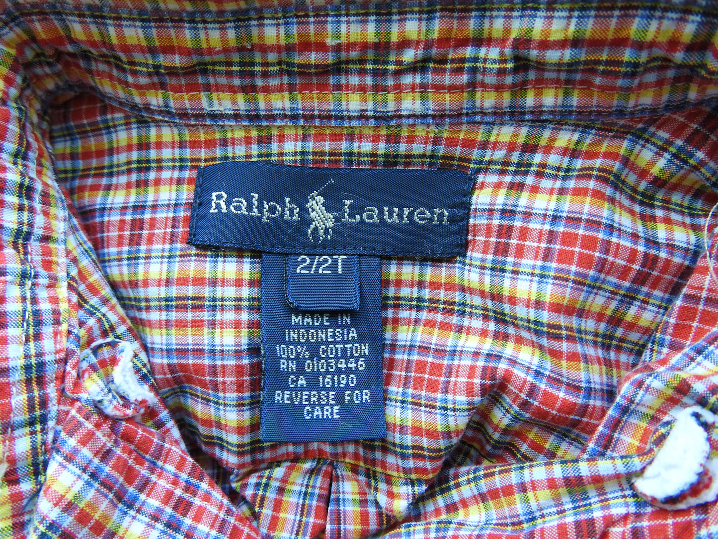 Vintage 90s/00s Ralph Lauren Red Plaid Button Down Shirt 2Y
