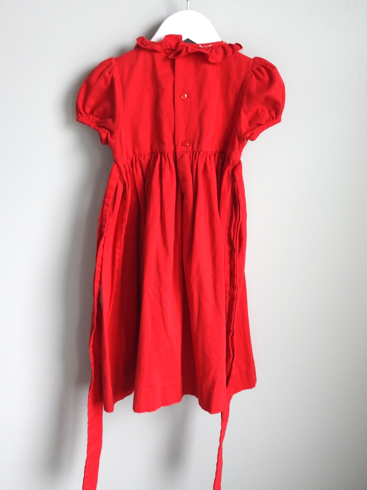 Edgehill Collection Red Corduroy Smocked Dress 4Y