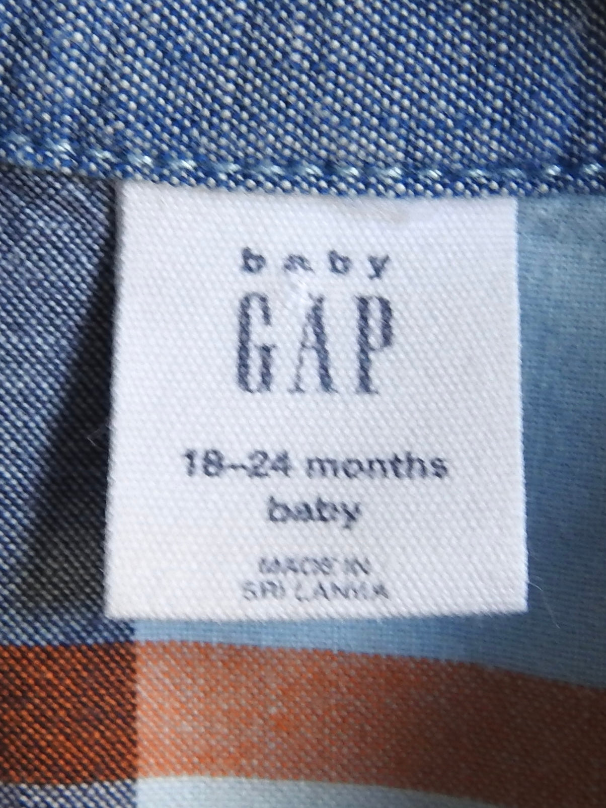 Baby Gap Blue Orange Plaid Collared Romper 18-24M