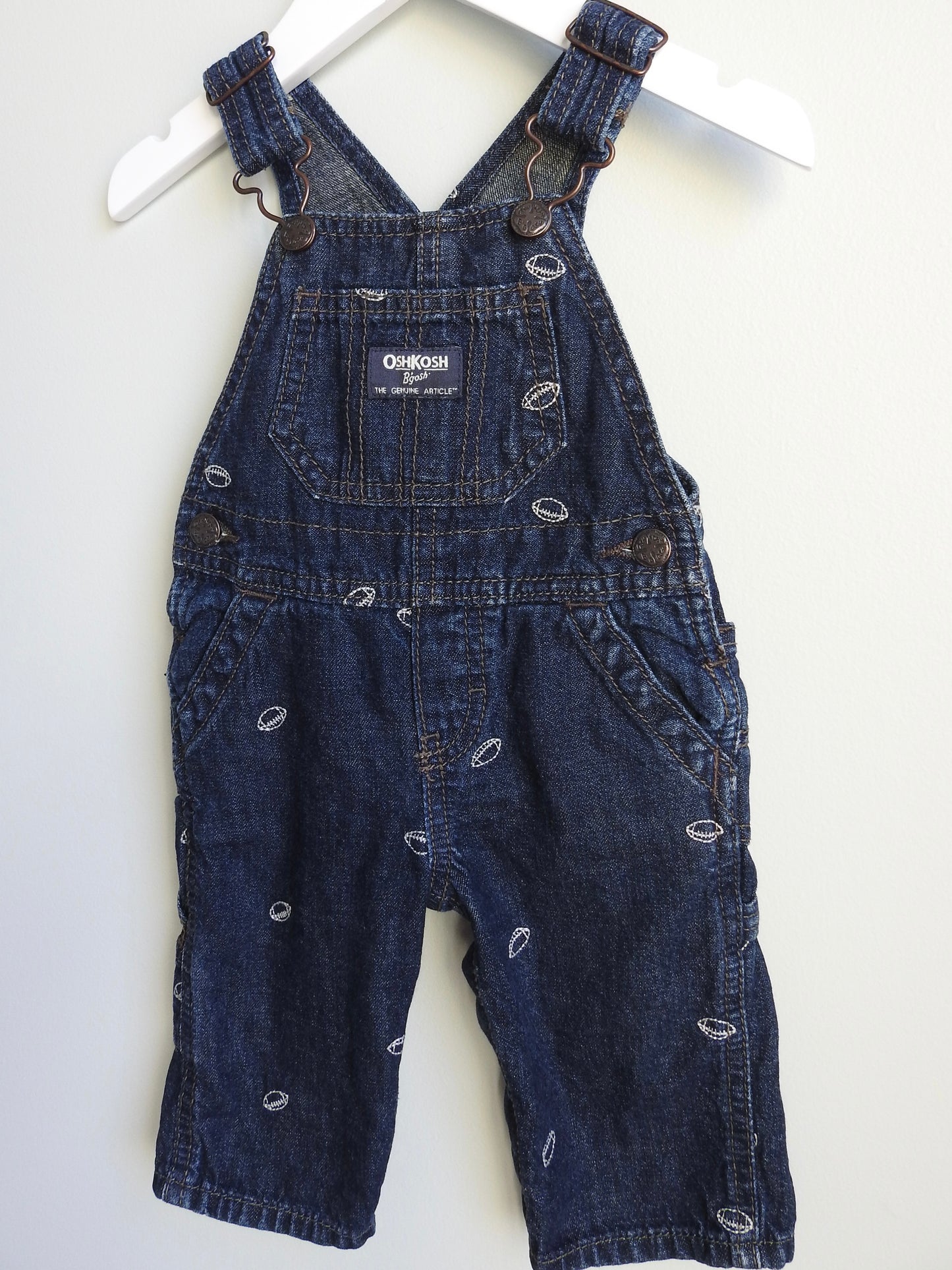 Oshkosh B'gosh Football Denim Long Overalls 6M
