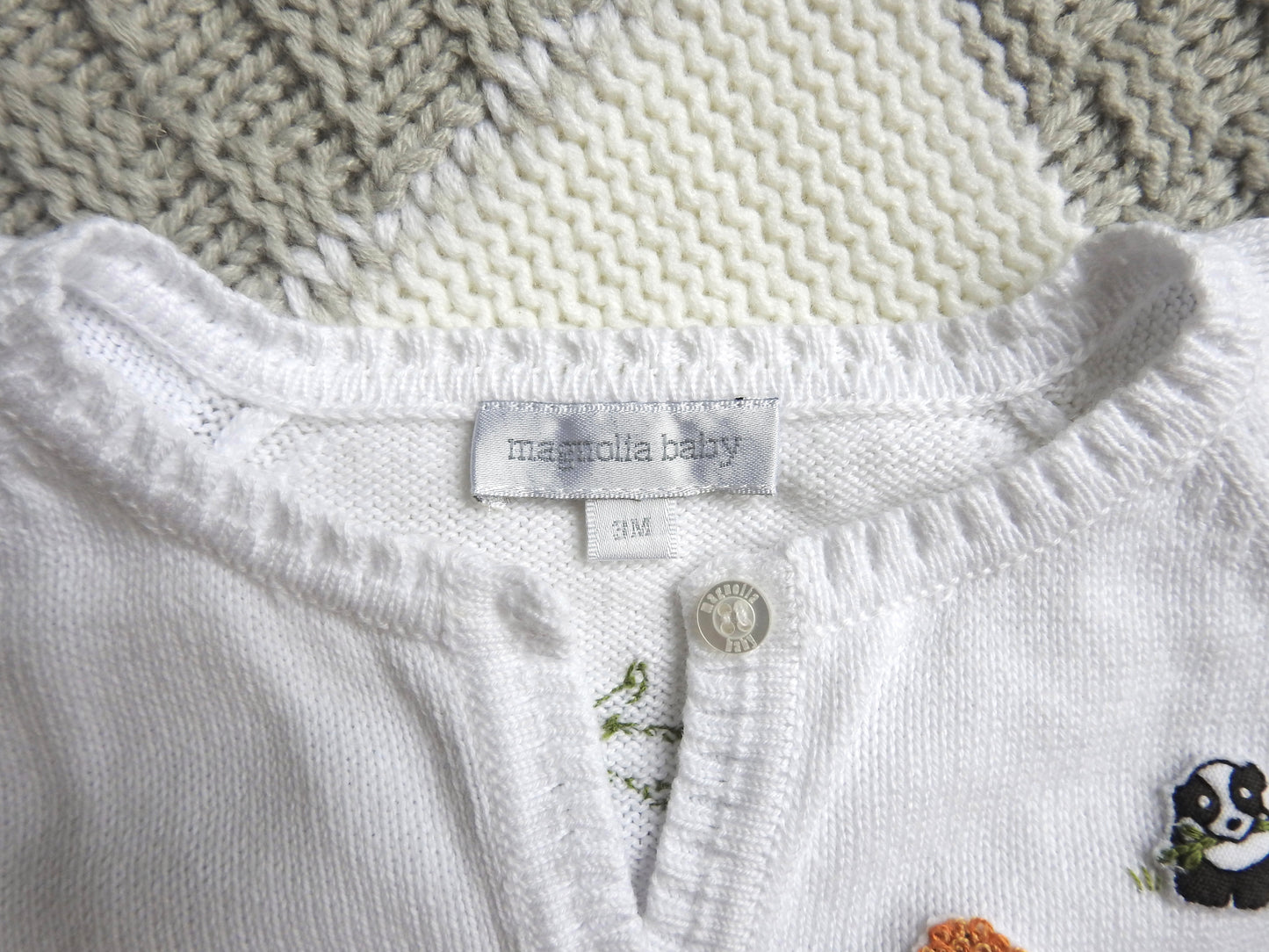 Magnolia Baby White Animals Cardigan 3M