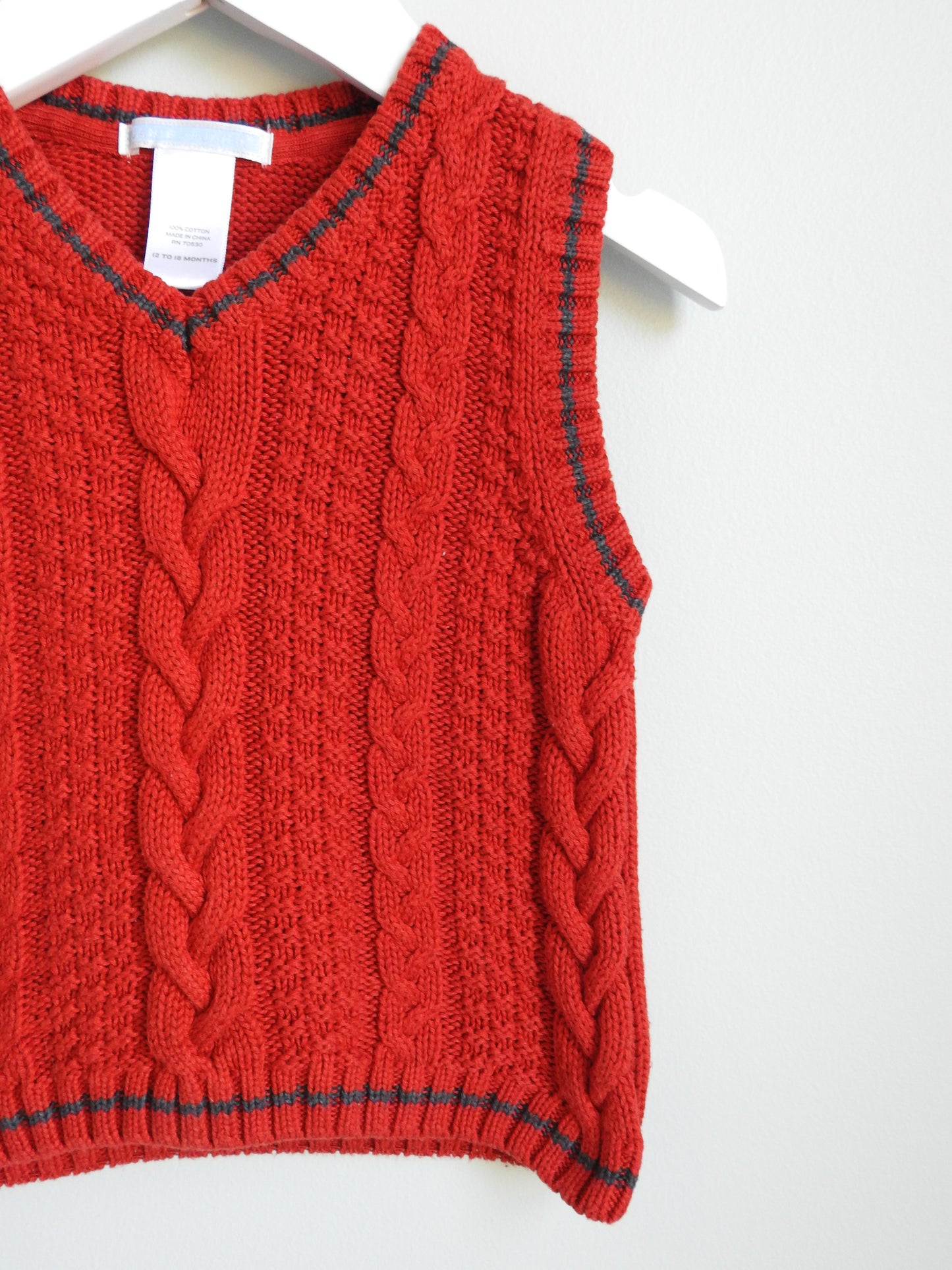 2012 Janie & Jack Red Orange Sweater Vest 12-18M