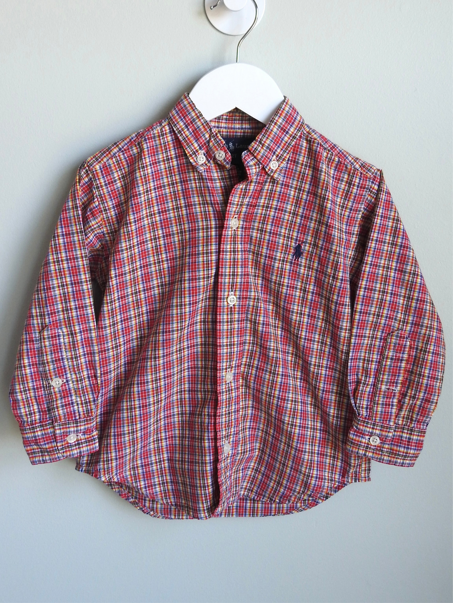 Vintage 90s/00s Ralph Lauren Red Plaid Button Down Shirt 2Y