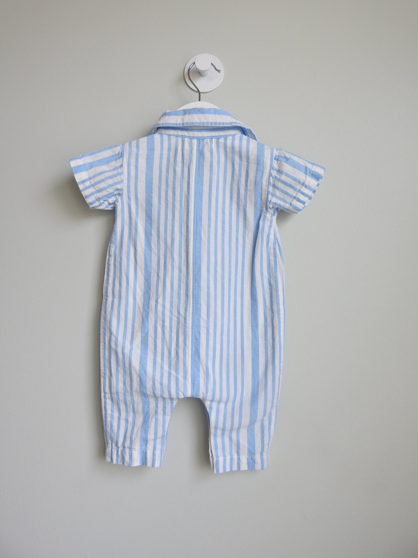 Monica + Andy Blue Striped Romper 0-3M