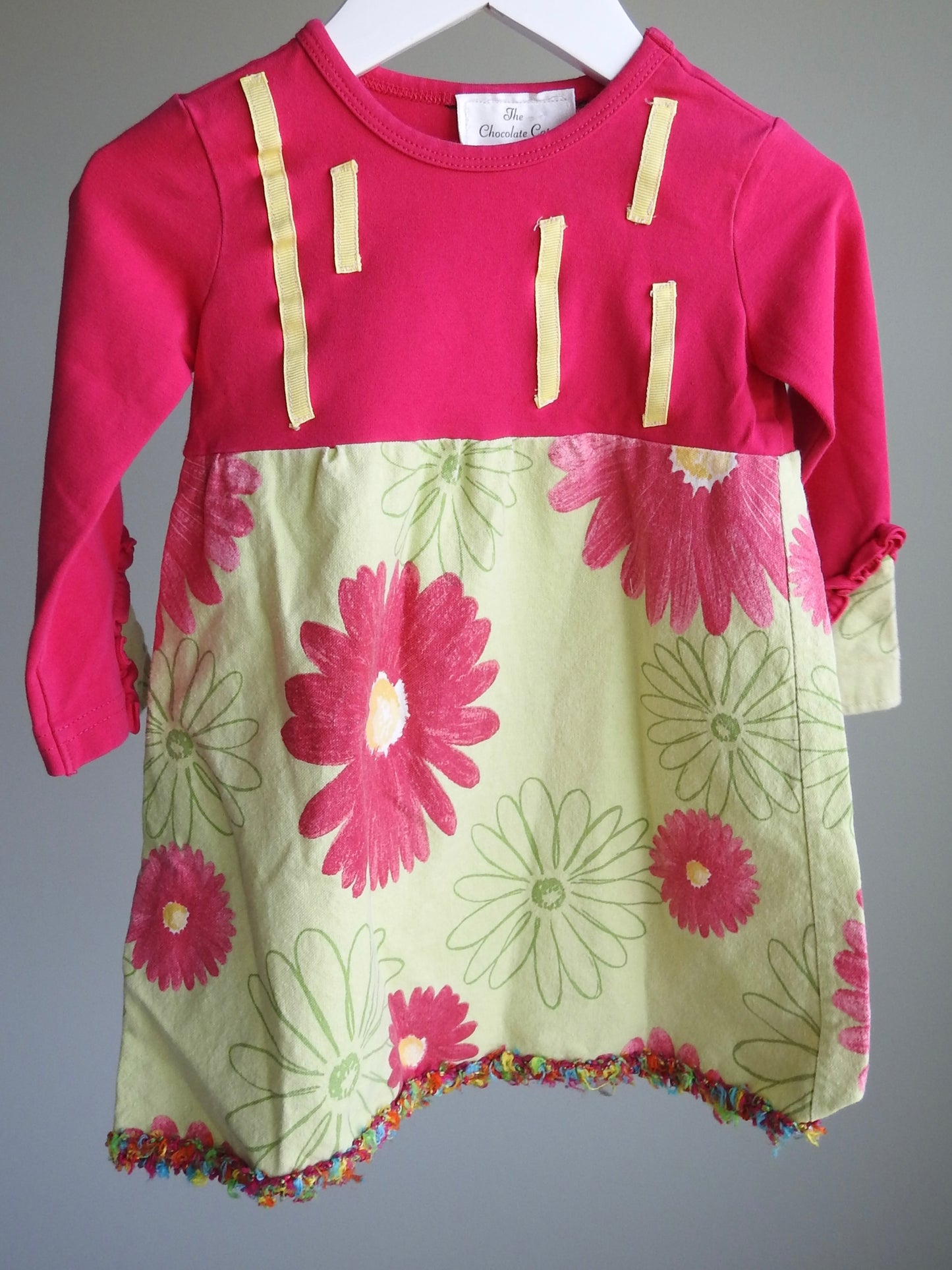 Vintage 90s/00s The Chocolate Cat Pink Green Floral Dress 12M