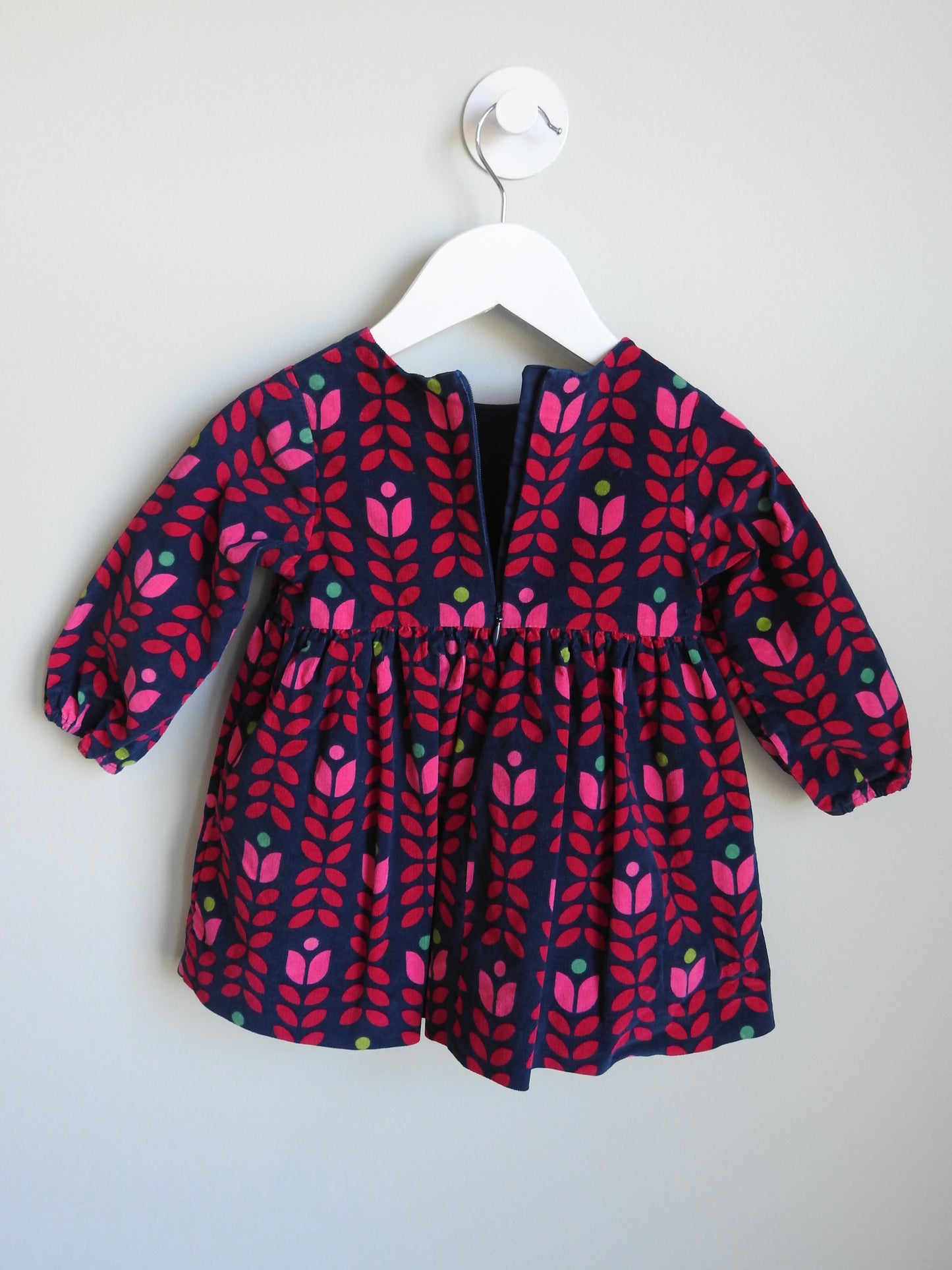Jacadi Multicolor Pink Navy Floral Corduroy Dress 18M