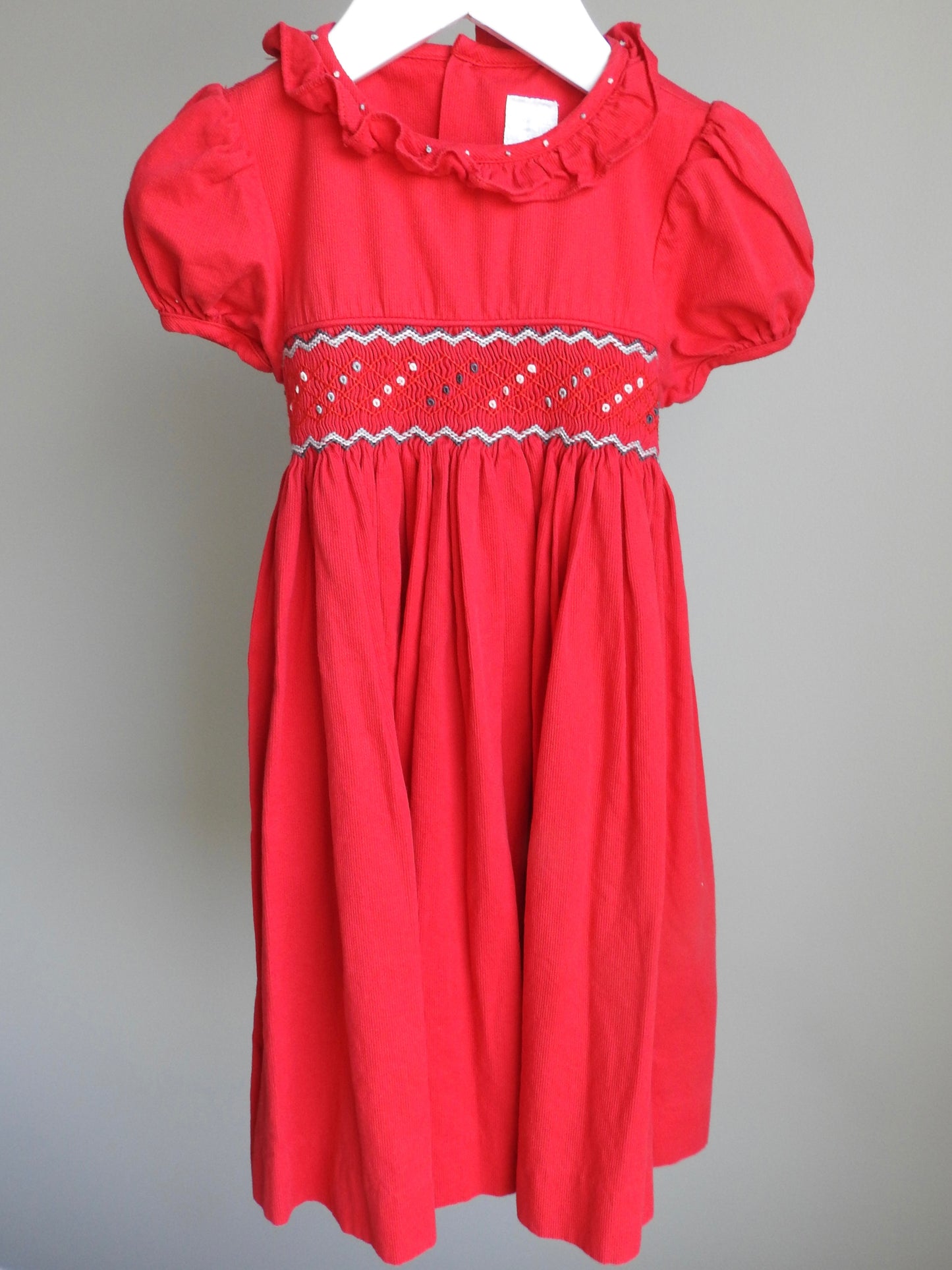 Edgehill Collection Red Corduroy Smocked Dress 4Y