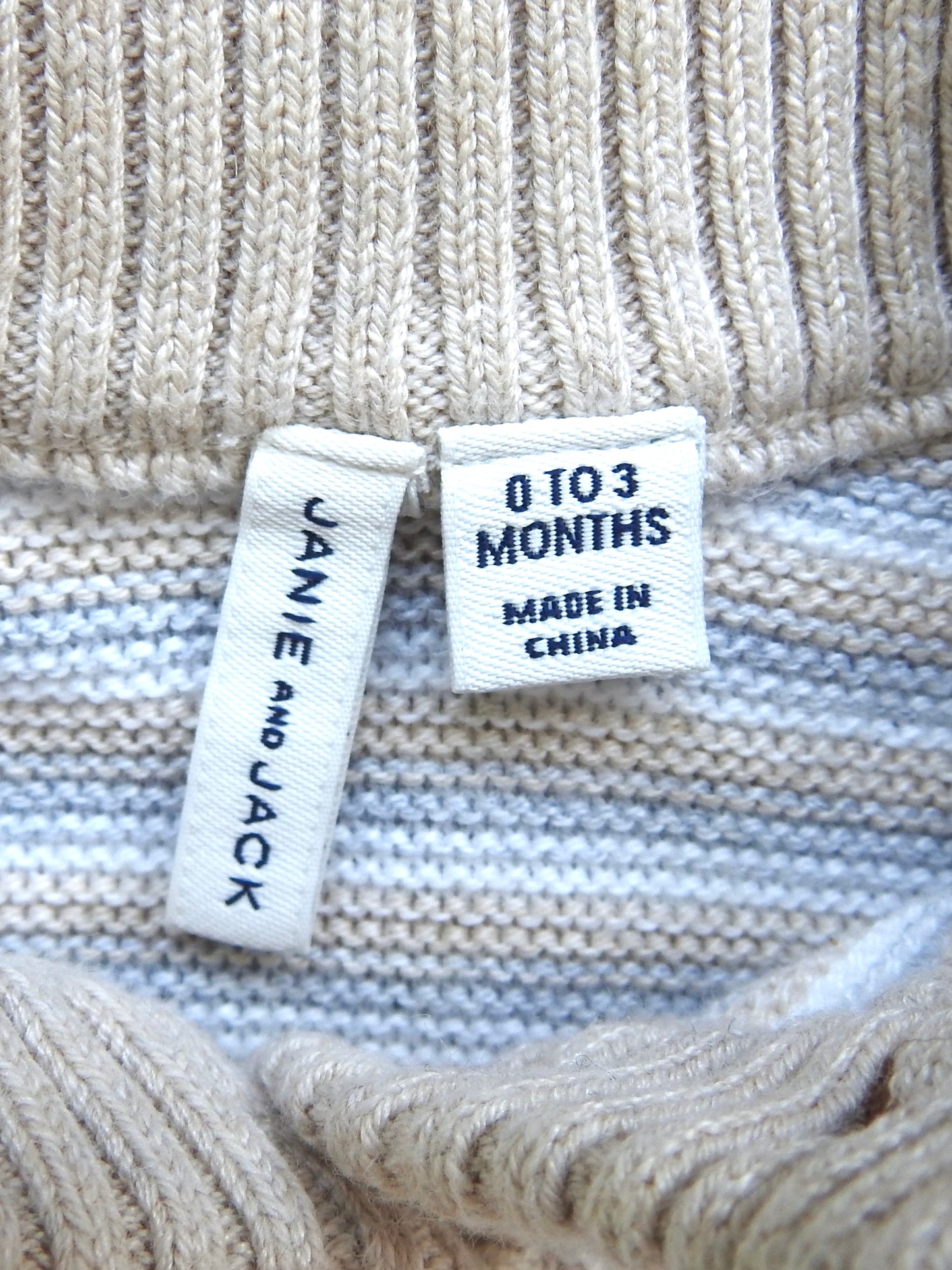 Janie & Jack Neutral Striped Knit Romper 0-3M