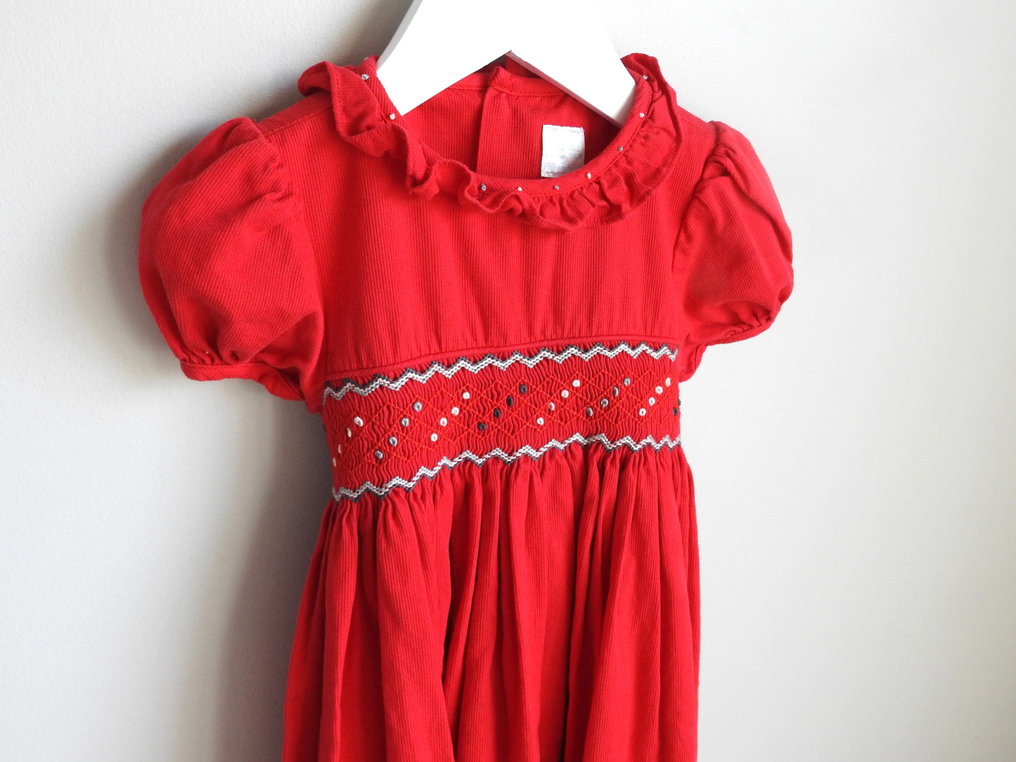 Edgehill Collection Red Corduroy Smocked Dress 4Y