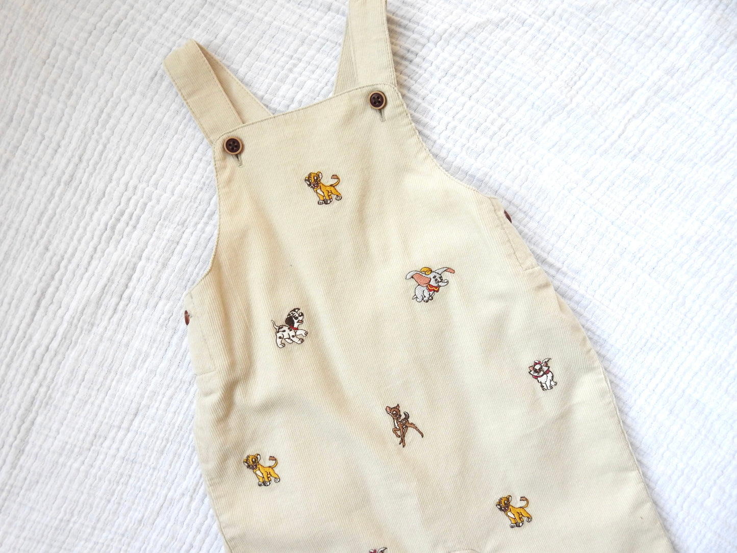 NWT Janie & Jack Disney Friends Taupe Baby Corduroy Overalls 3-6M