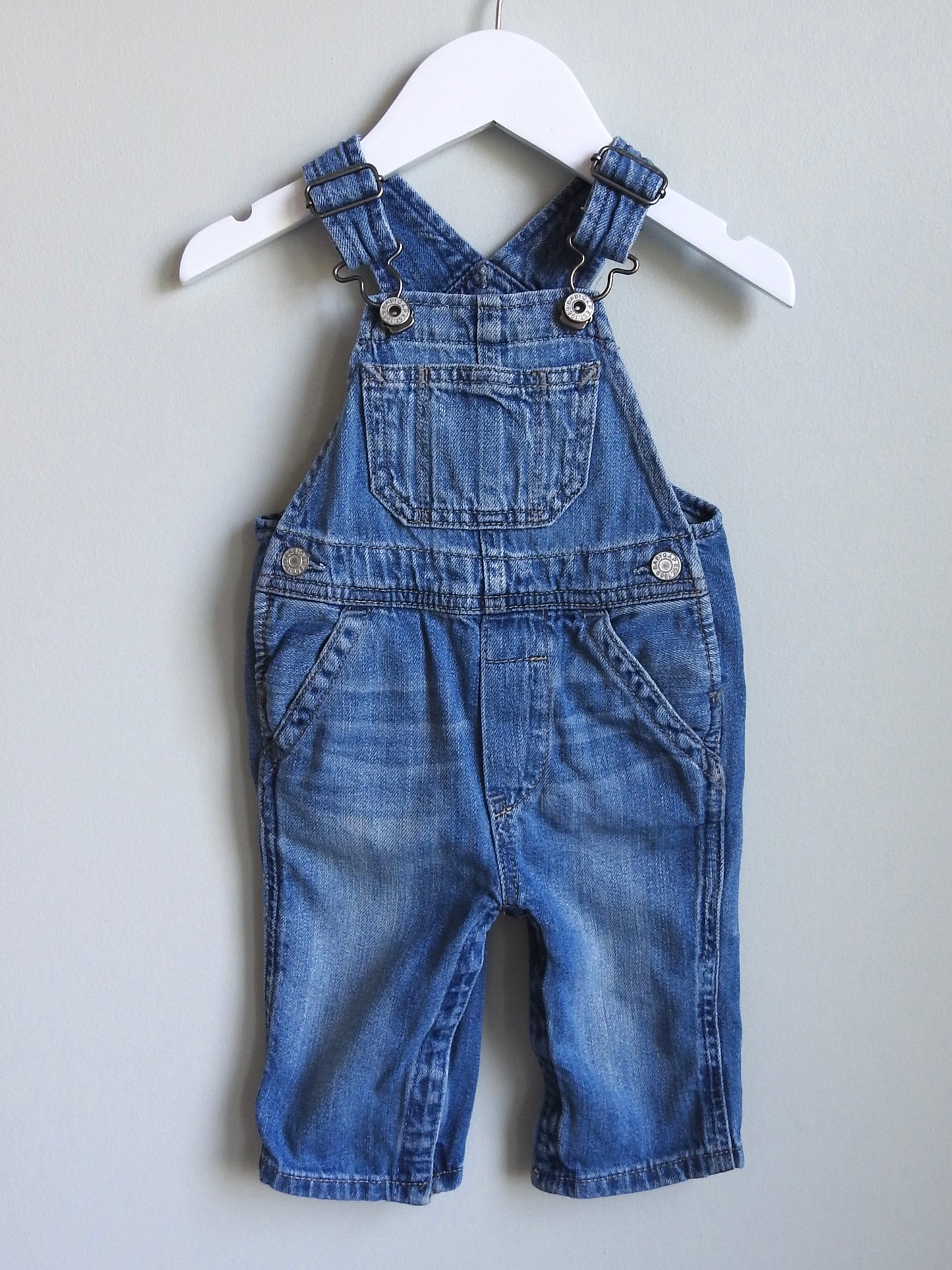 Baby Gap My First Denim Medium Light Wash Overalls 3-6M