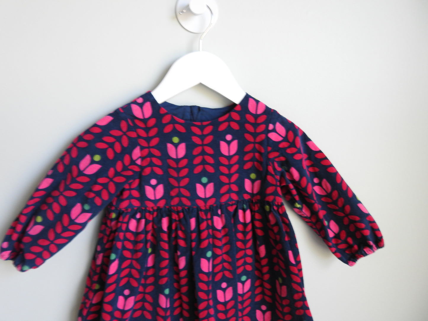 Jacadi Multicolor Pink Navy Floral Corduroy Dress 18M