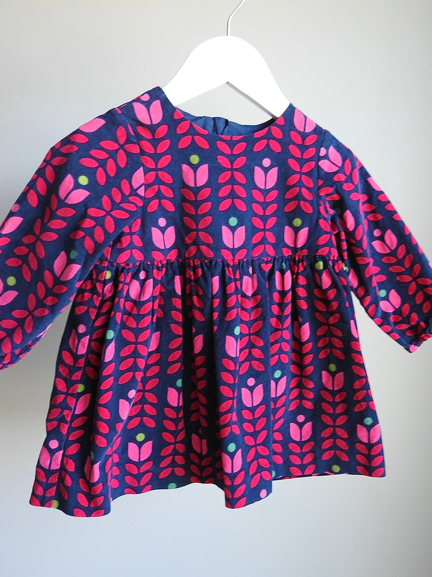 Jacadi Multicolor Pink Navy Floral Corduroy Dress 18M
