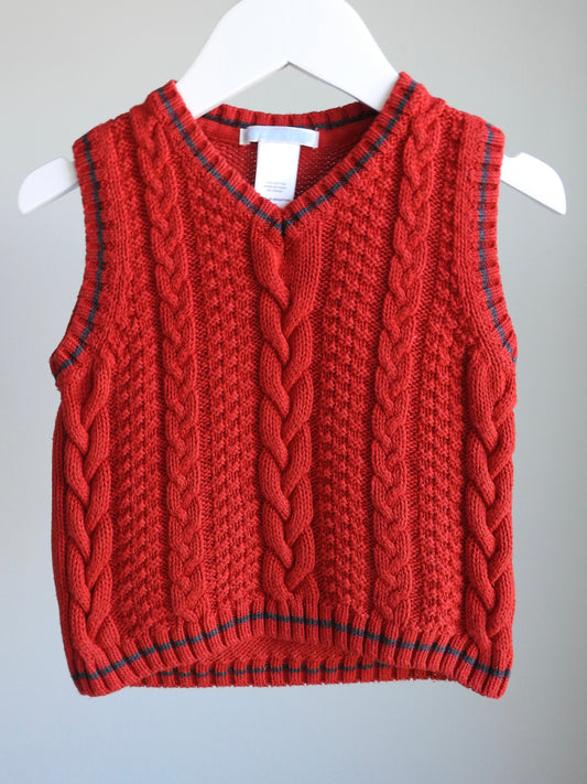 2012 Janie & Jack Red Orange Sweater Vest 12-18M