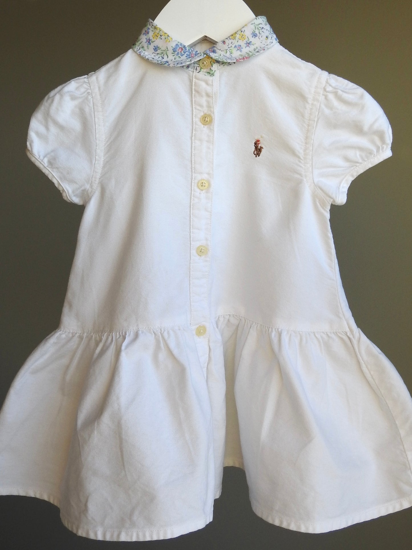 Vintage 90s/00s Ralph Lauren White Floral Short Sleeve Dress 12M