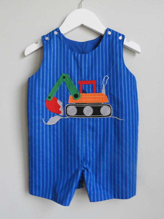 Sir John by Rosalina Reversible Seersucker Romper Truck Design 9M