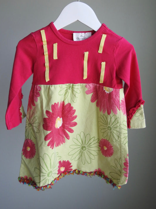 Vintage 90s/00s The Chocolate Cat Pink Green Floral Dress 12M