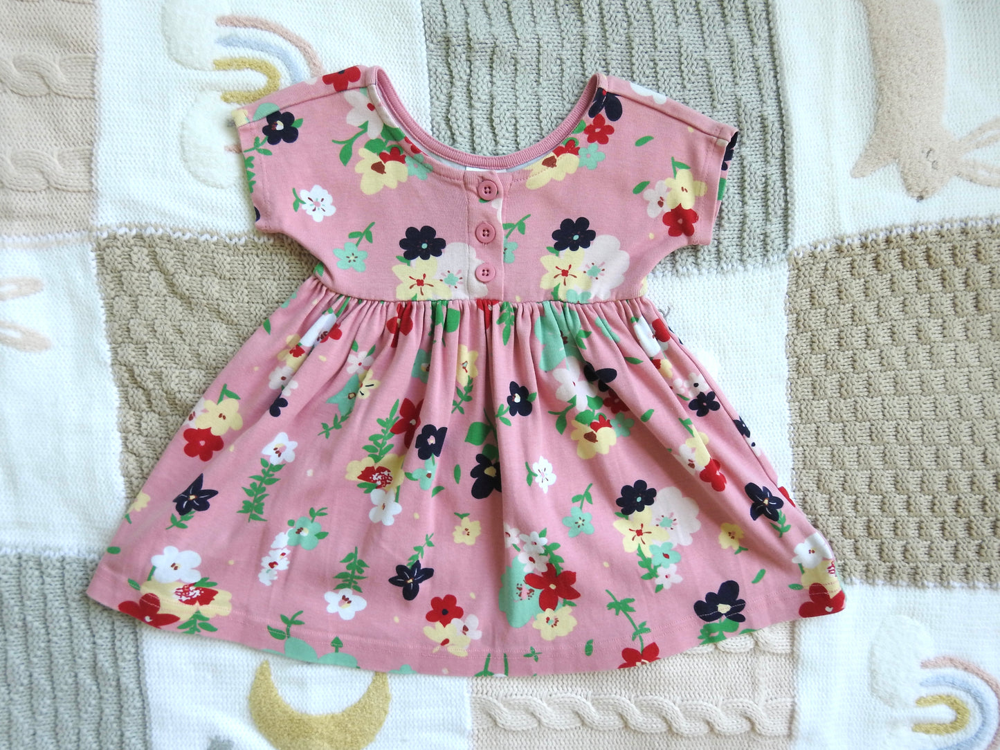 Vintage 90s/00s Hanna Andersson Pink Floral Play Dress 2Y