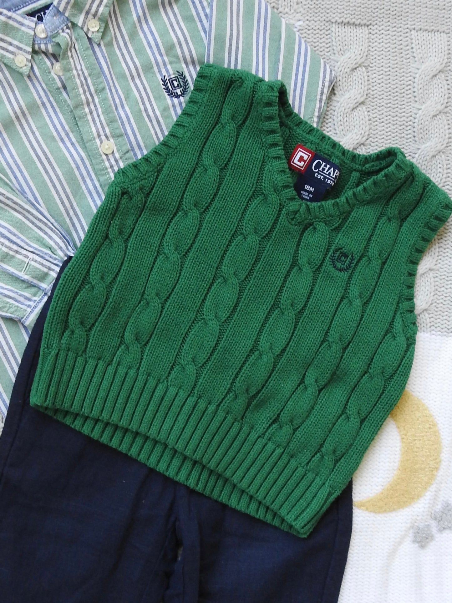 Chaps Green Sweater Vest 18M