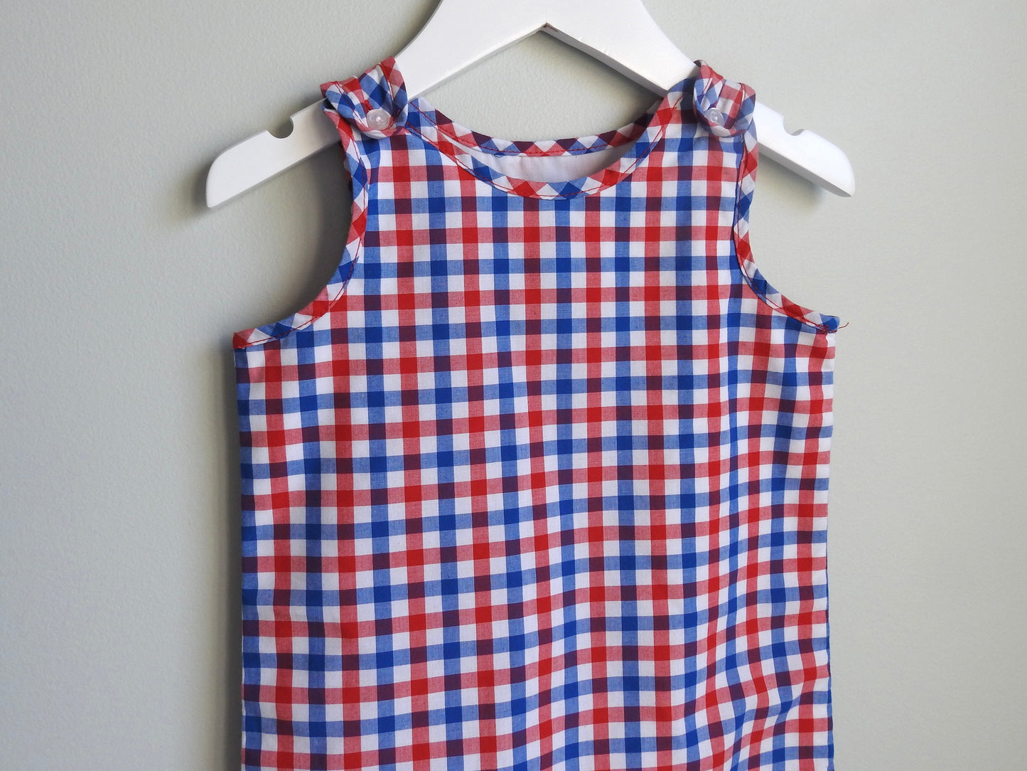 Crown & Ivy Baby Red Blue Checked Romper 18M