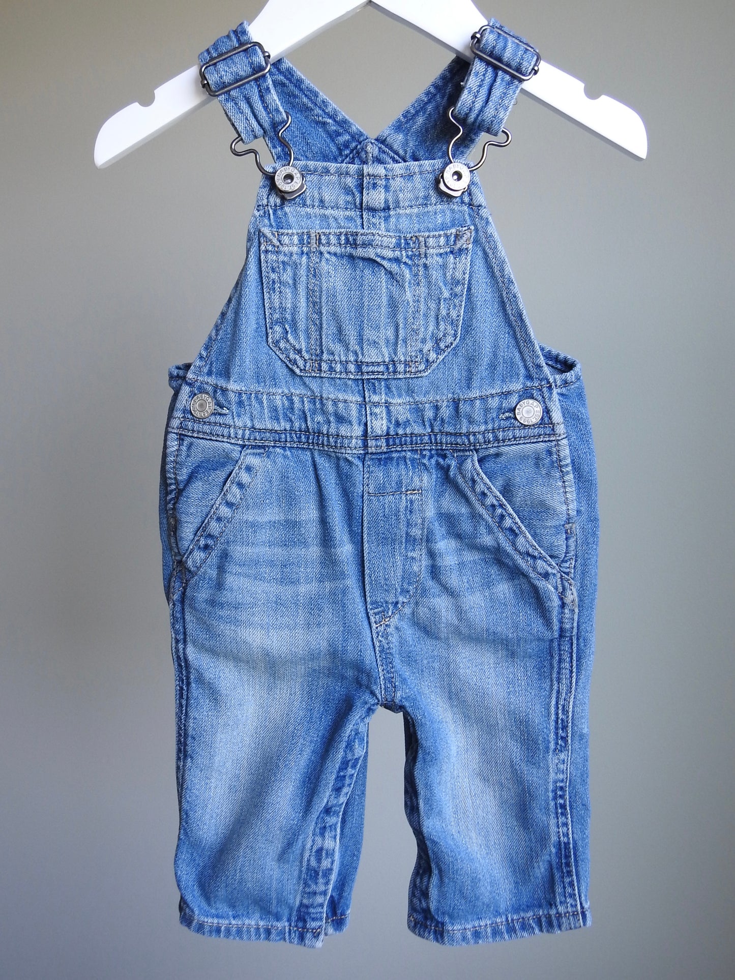 Baby Gap My First Denim Medium Light Wash Overalls 3-6M