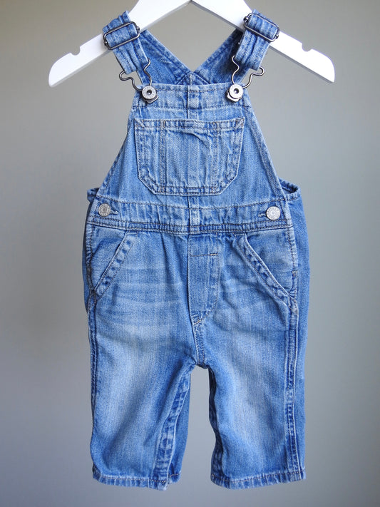 Baby Gap My First Denim Medium Light Wash Overalls 3-6M