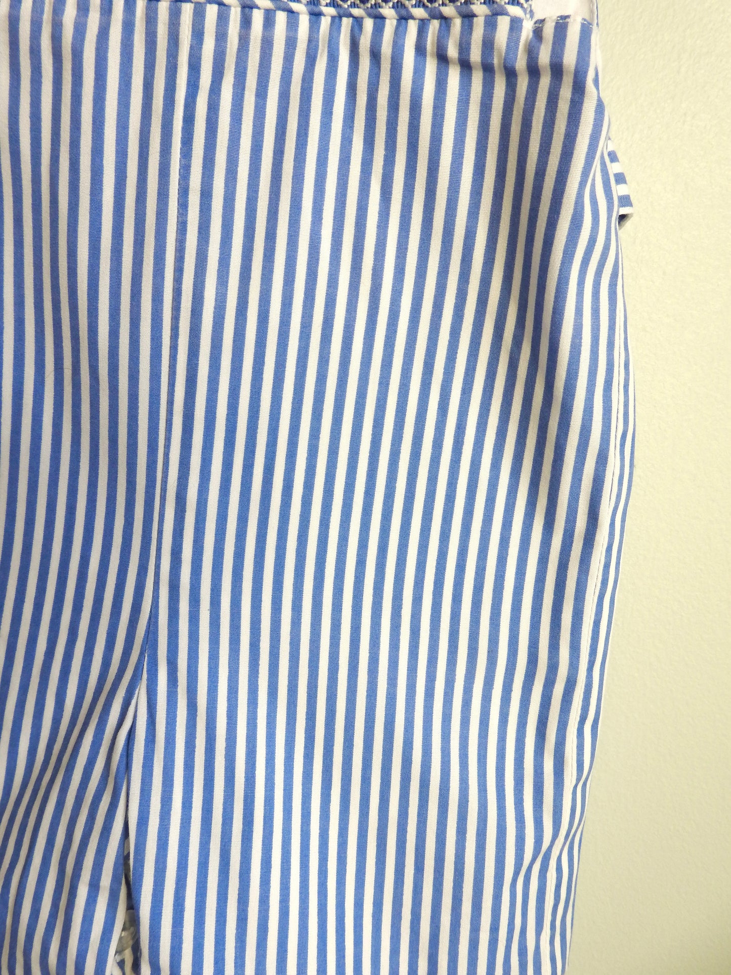 Bois de Rose Blue White Striped Smocked Sailboat Romper 6M
