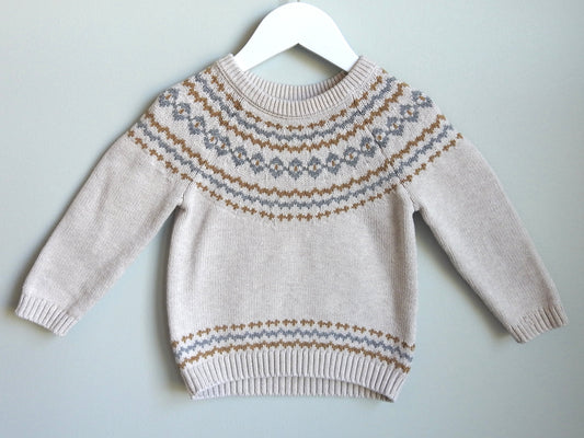 Little Planet by Carter’s Neutral Fair Isle Sweater 2Y