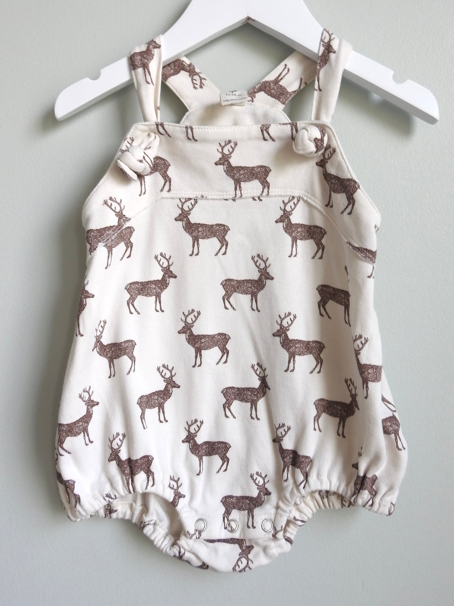 Kate Quinn Stag Pattern Neutral Romper 12-18M